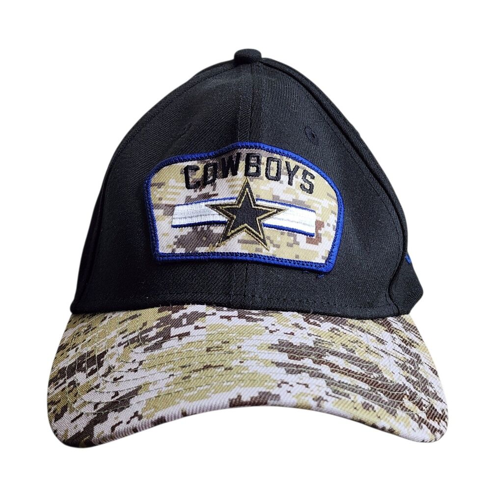 Dallas Cowboys New Era 39THIRTY Hat Cap L/XL Salute To Service Camo Black